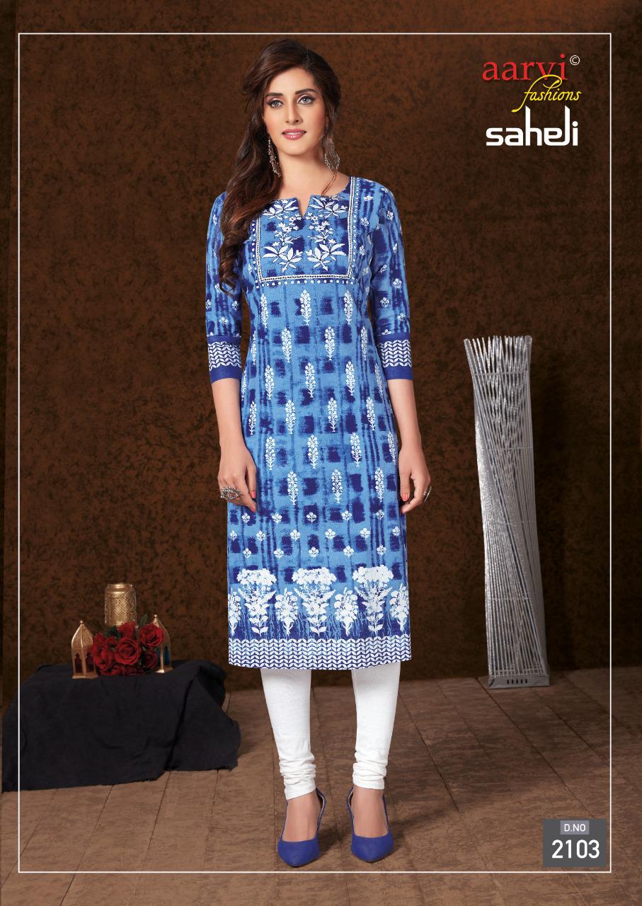 Aarvi Saheli 11 Latest Fancy Designer Cotton Printed Kurti Material